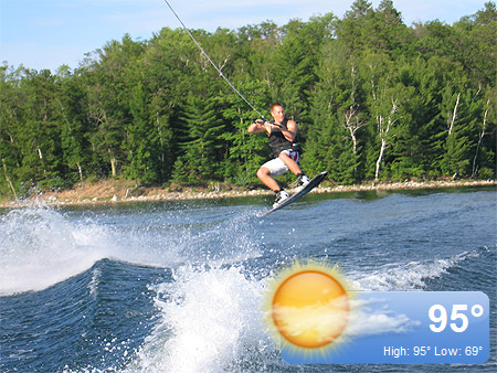 My brother, Adam, getting some airtime on the wakeboard